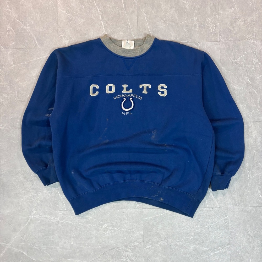 Vintage NFL Indianapolis Colts Crewneck Sweatshirt Blue Embroidered‎ Mens Large
